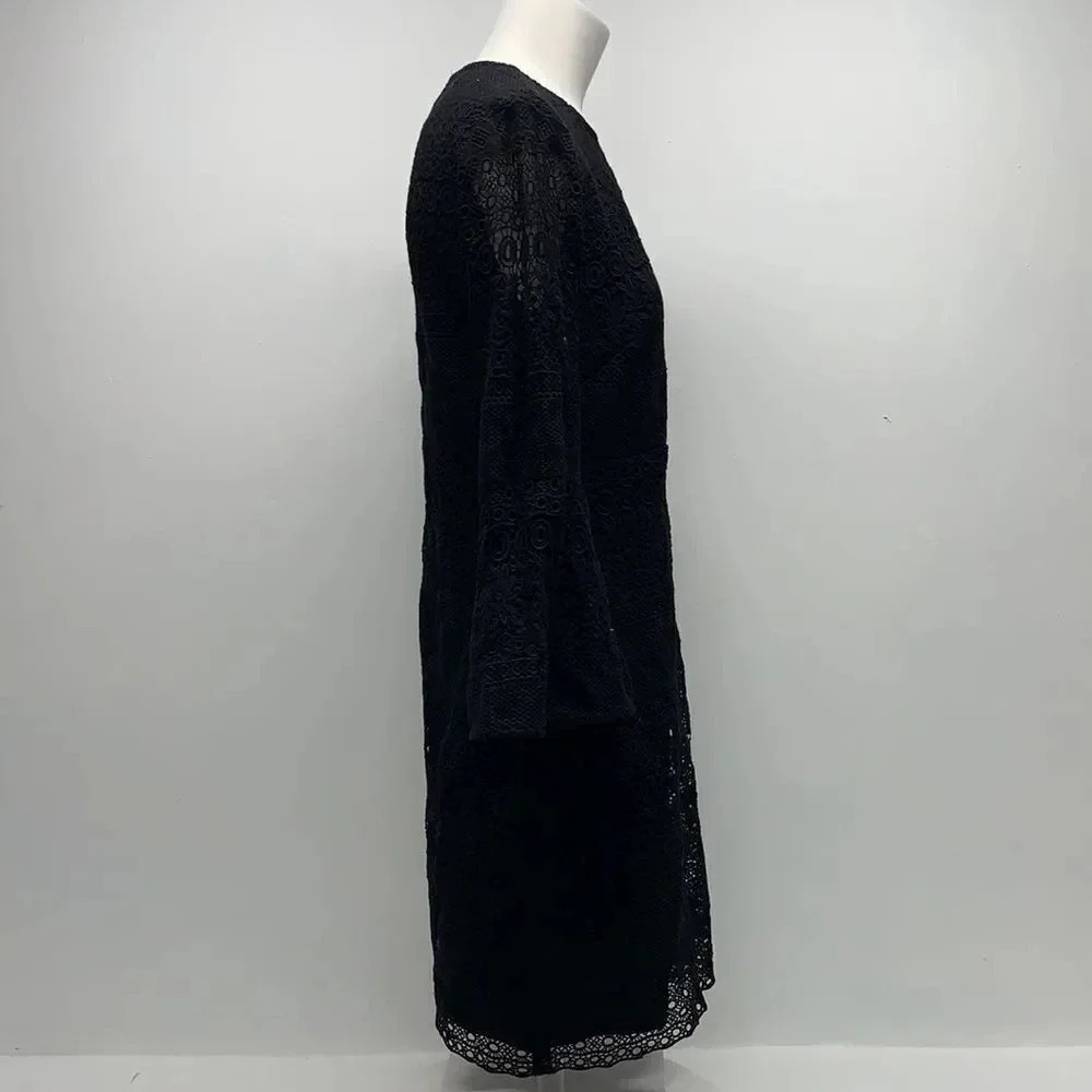 Shoshanna Gabby Dress Mini Mosaic Lace Semi Sheer See Thru Black Nude Size 8 - Picture 6 of 12